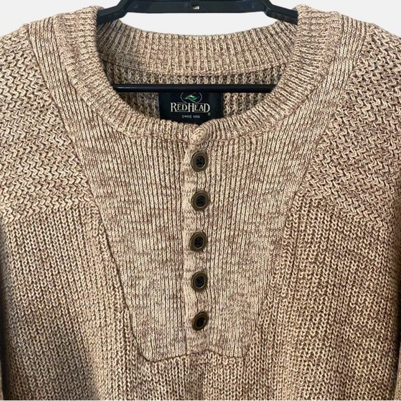 REDHEAD 1/4 Button Zip Henley Cotton Blend Pullover Fisherman Sweater Men’s L - Picture 1 of 16